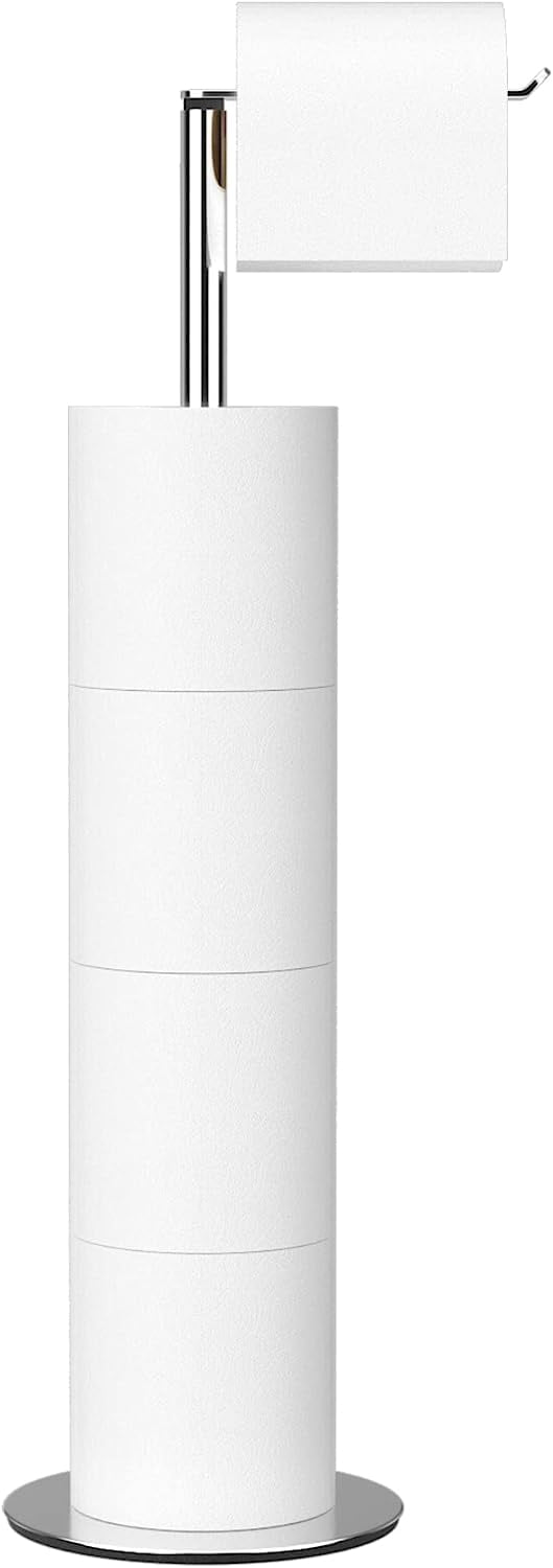 Toilet Paper Holder Stand for 4 Spare Rolls, Stainless Steel Free
