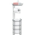 thumbnail image 1 of Toilet Paper Holder Stand with Shelf for Phone, Free Standing Tissue Roll Storage and Dispenser Rack for 4 Mega Rolls, Silver Gray, 1 of 7