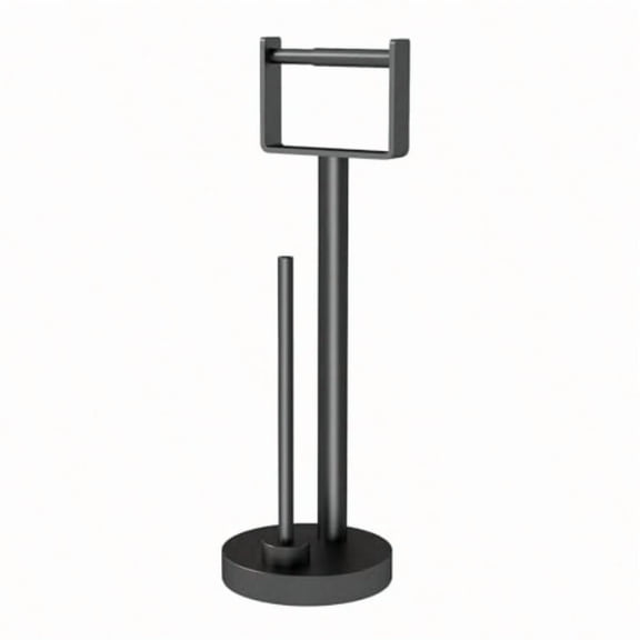 Toilet Paper Holder Stand with Storage Bathroom Weighted Base Floor Toilet Paper Roll Holder Free Standing for 3 Rolls Matte Black