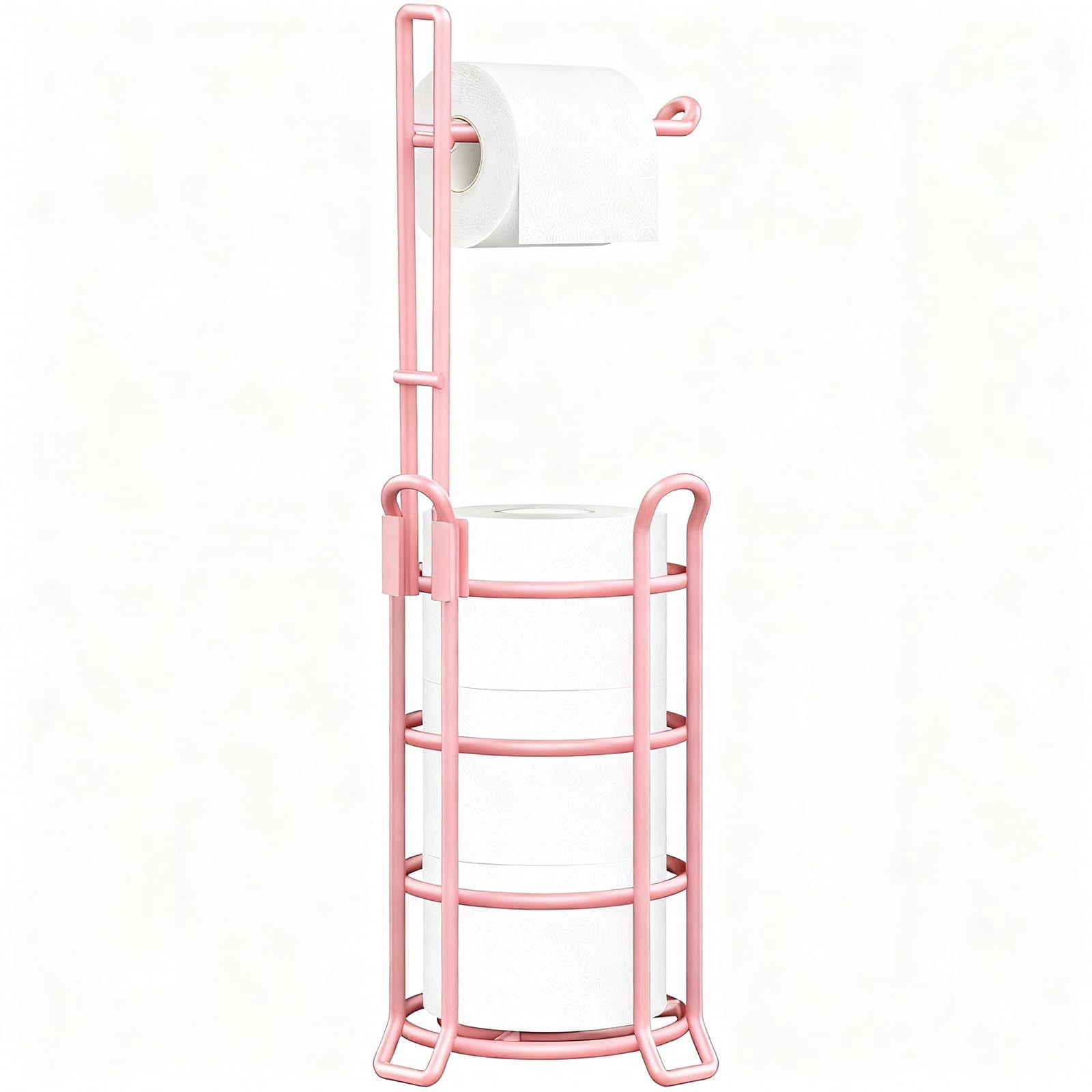 Toilet Paper Holder Toilet Paper Stand and Dispenser for 3 Spare Rolls Metal Wire Free-Standing Toilet Tissue Paper Roll Storage Shelf Bathroom Accessories Storage Organizer Black
