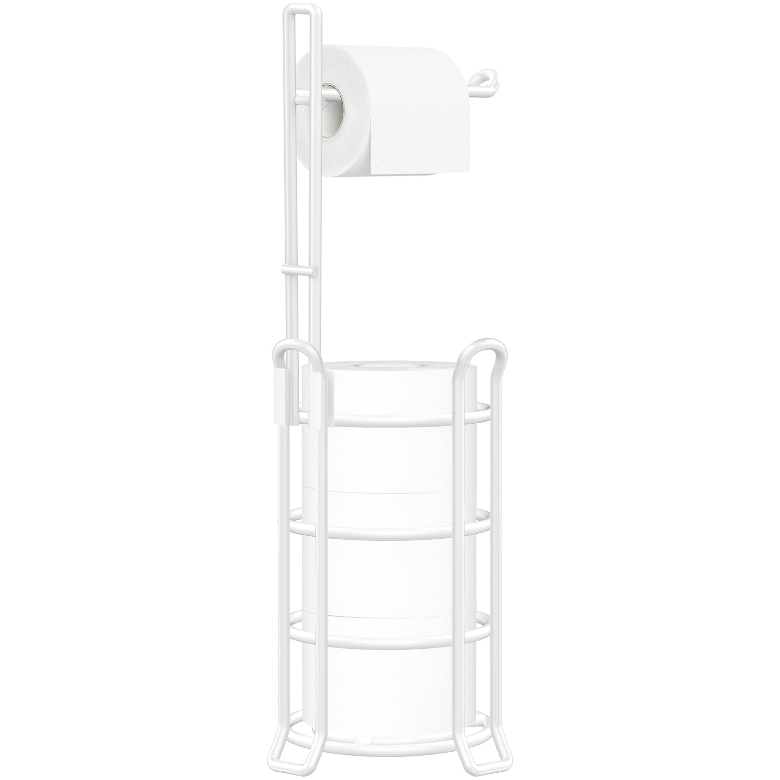Toilet Paper Holder Toilet Paper Stand and Dispenser for 3 Spare Rolls Metal Wire Free-Standing Toilet Tissue Paper Roll Storage Shelf Bathroom Accessories Storage Organizer Black