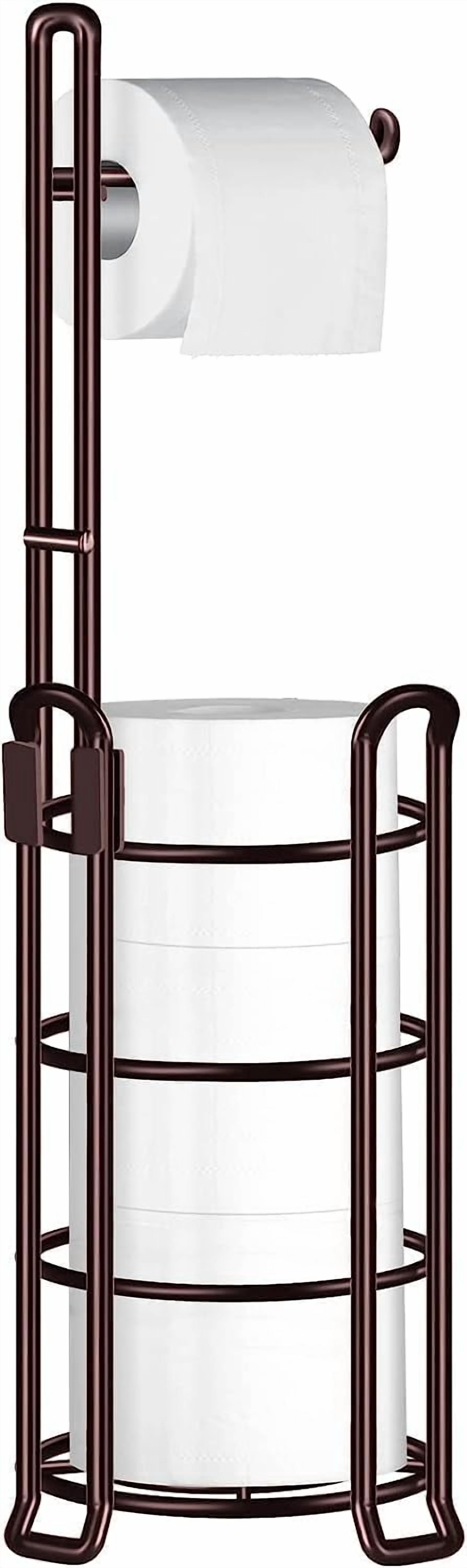 Toilet Paper Holder Toilet Paper Stand and Dispenser for 3 Spare Rolls Metal Wire Free-Standing Toilet Tissue Paper Roll Storage Shelf Bathroom Accessories Storage Organizer Black