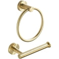 thumbnail image 1 of Toilet Paper Holder Towel Ring Brushed Gold Bathroom Hardware Hand Accessories Set Wall Mount Stainless Steel 2 Pieces, 1 of 4