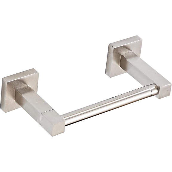 Toilet Paper Holder Wall Mount, Brushed Nickel Bathroom Toilet Paper Holder for SUS 304 Stainless Steel, Double Post Pivoting Square Toilet Paper Roll Holder for Bathroom RV Paper Towels for TP