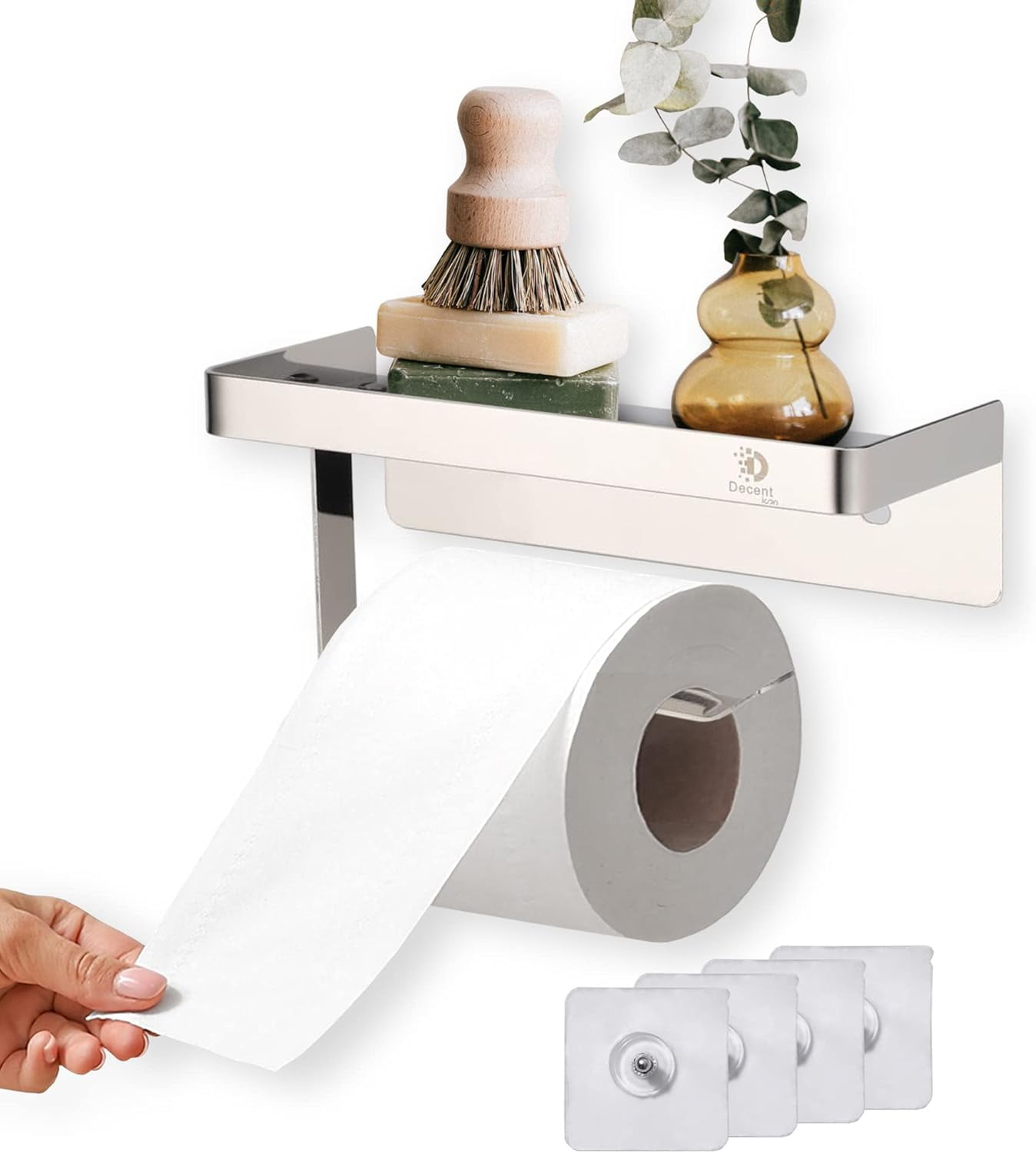 Toilet Paper Holder Wall Mount, Fits Mega Rolls Size SilverToilet Paper ...