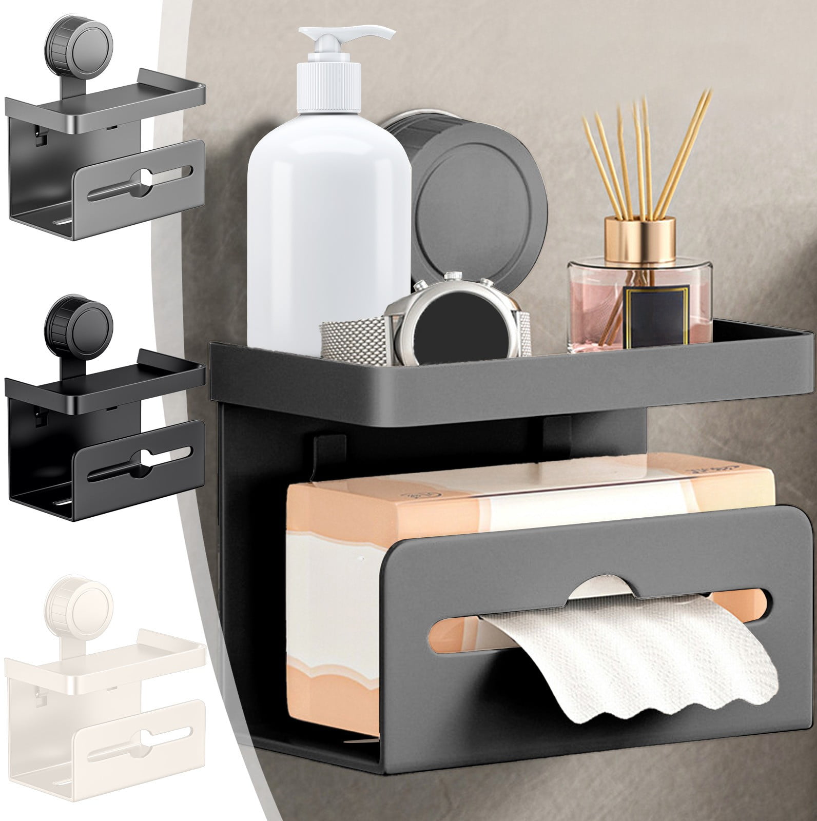 Toilet Paper Holder Wall Mounted Suction Cup Rack | No-Drill Alloy ...