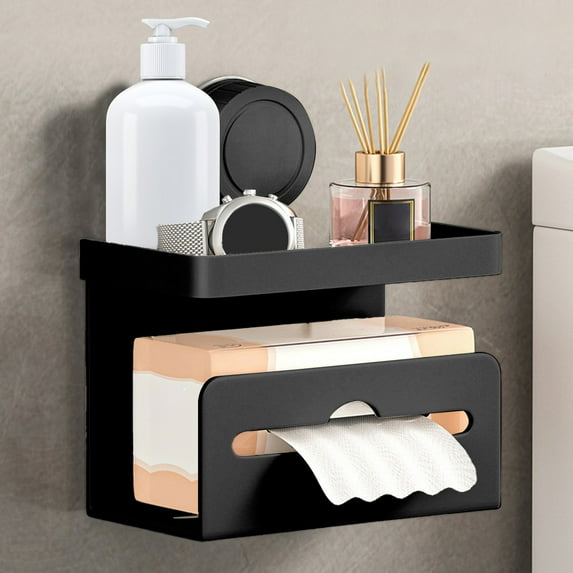Toilet Paper Holder, Wall Mounted Tissue Box, Suction Cup Roll Rack, No-drill Installation + Space-saving Design, Modern Bathroom Accessory, Ideal for Home Use, Easy to Install, Bathroom Convenience,