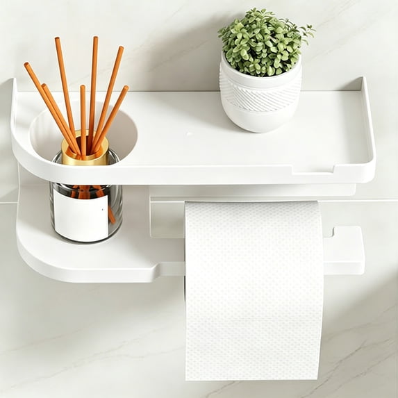 Toilet Paper Holder, Wall Mounted Tissue Holder, Bathroom Organizer Shelf, Toilet Paper Stand, Multifunction Tissue Rack, Bathroom Storage Shelf, Toilet Roll Holder