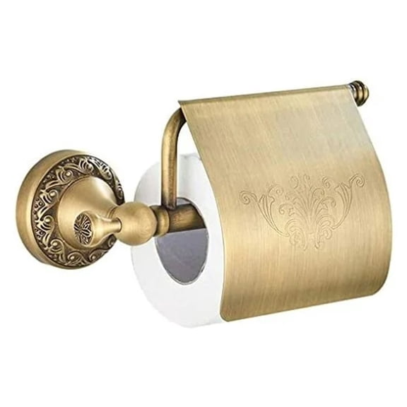 Toilet Paper Holder With Brass Cover, Retro Wall Mounted Drum Holder
