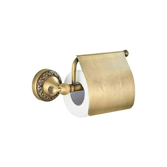 Toilet Paper Holder With Brass Cover, Retro Wall Mounted Roller Holder