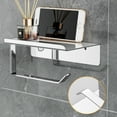 thumbnail image 1 of Toilet Paper Holder With Mobile Phone Placement Shelf Holder Toilet Roll Paper Storage Shelf Tissue Holder Bathroom Accessories, 1 of 8