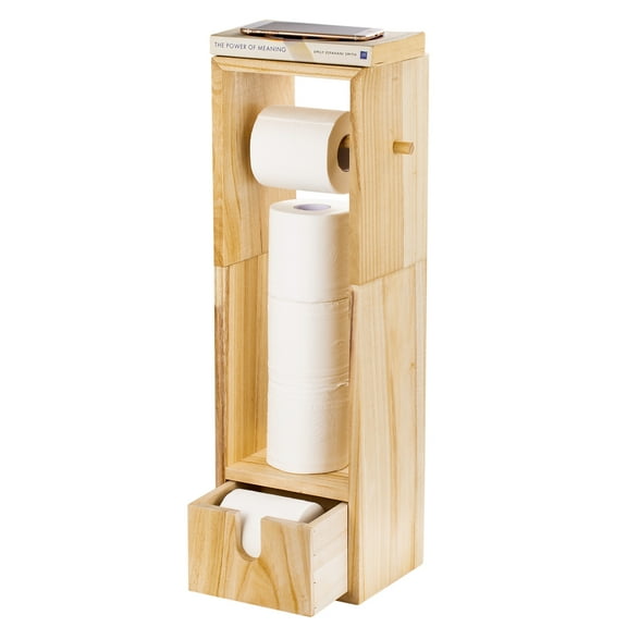 Toilet Paper Holder Wood Bathroom Toilet Tissue Paper Roll Storage Holder Stand