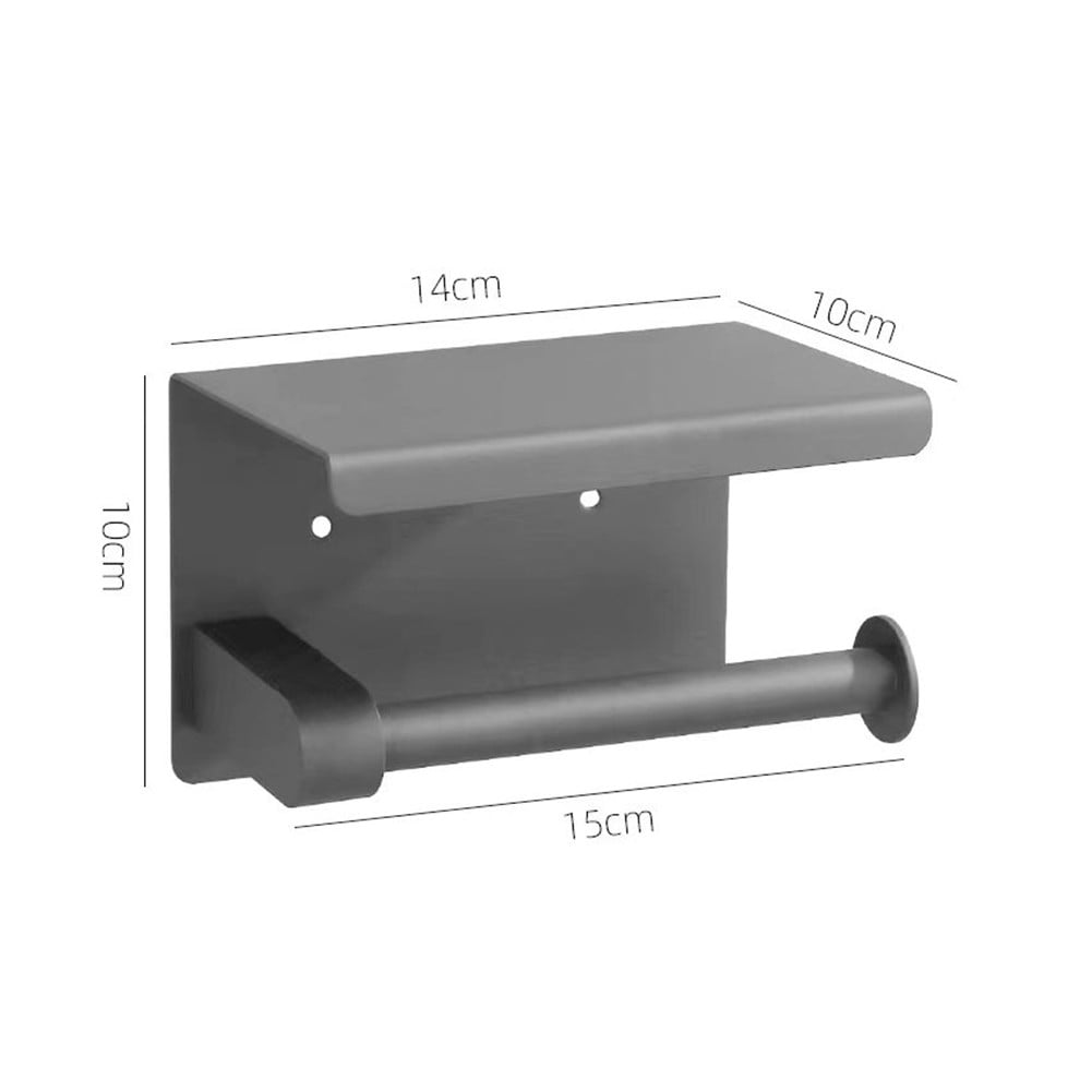 Toilet Paper Holder with Shelf, Stainless Steel Matte Black Toilet