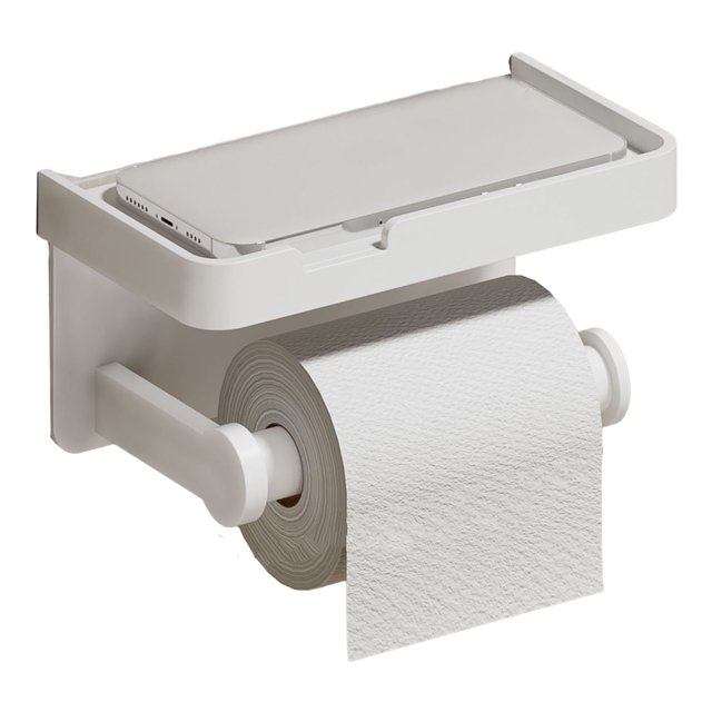 Toilet Paper Holder with Shelf, Wall Mounted Toilet Paper Roll Storage