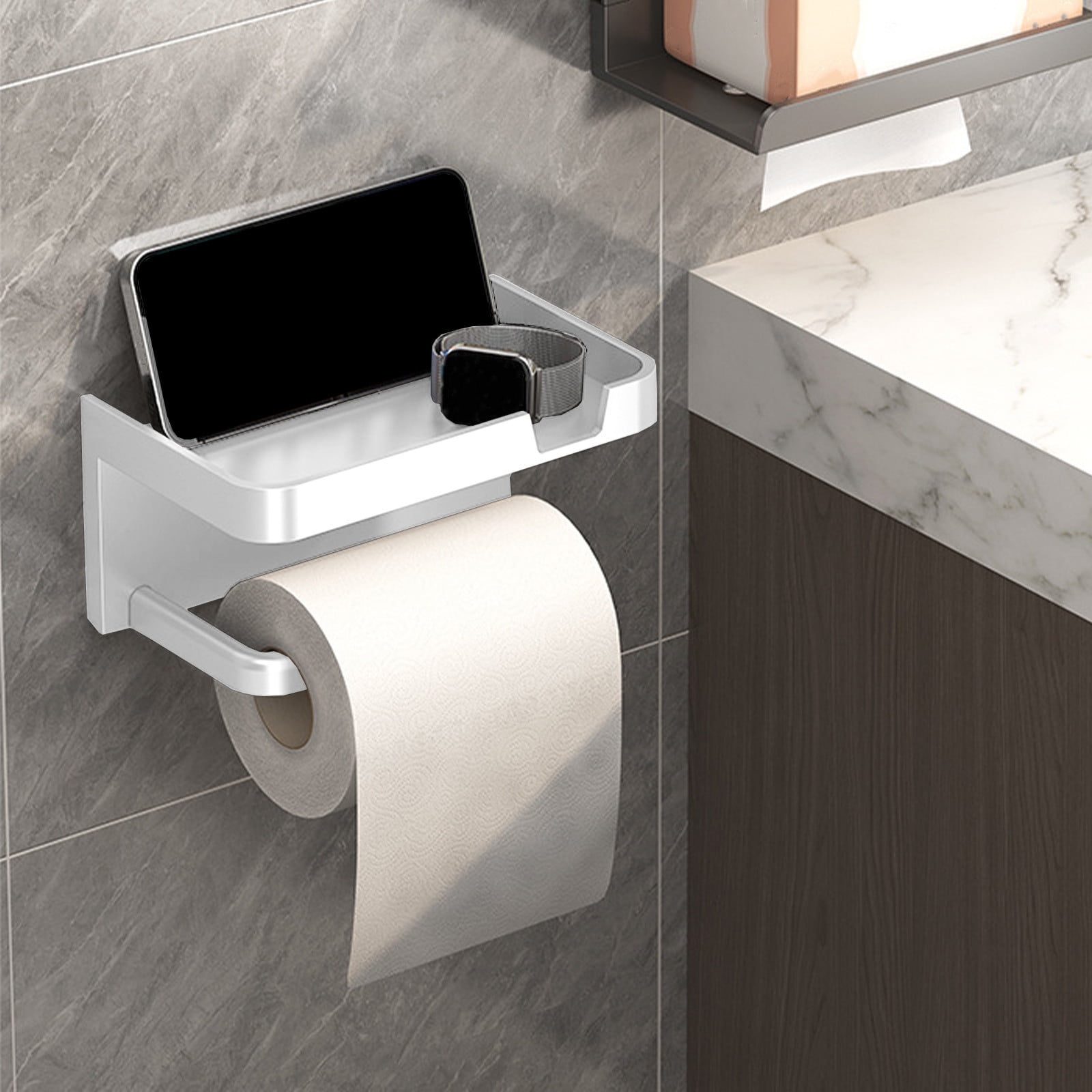 Toilet Paper Holder with Shelf Wall Mounted Toilet Paper Storage ...
