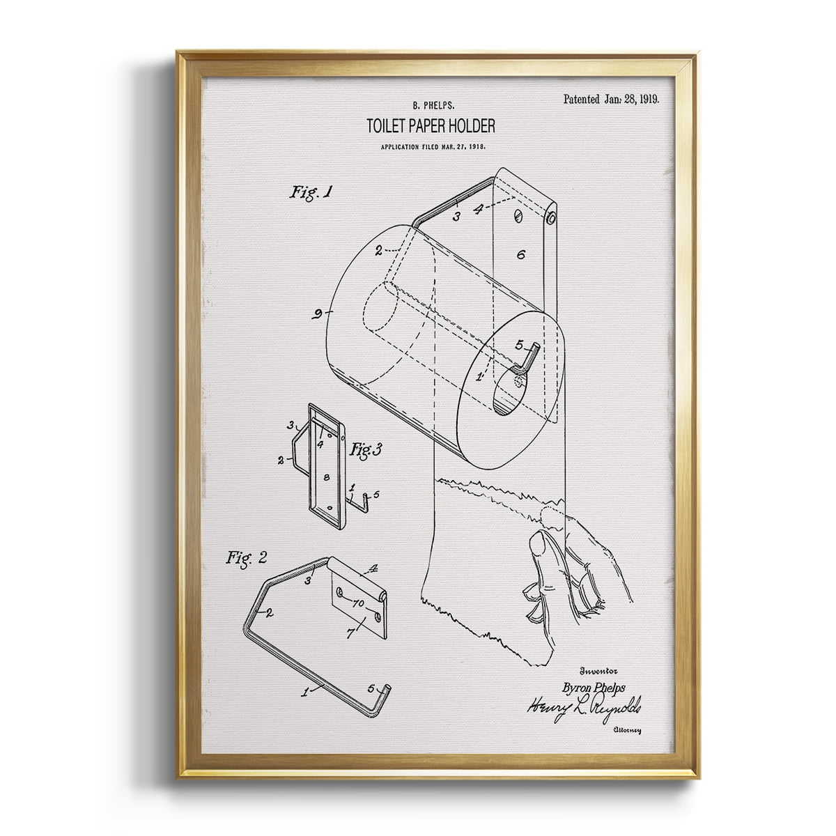 Toilet Paper Patent II Premium Classic Framed Print - Ready to Hang