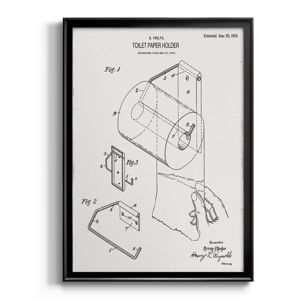 Toilet Paper Patent II Premium Classic Framed Print - Ready to Hang
