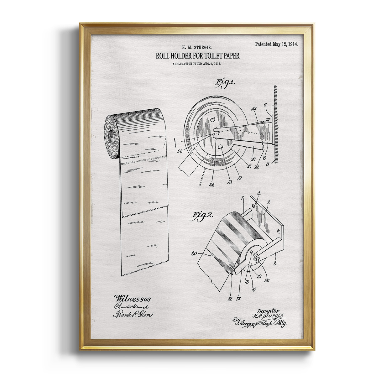 Toilet Paper Patent III Premium Classic Framed Print - Ready to Hang