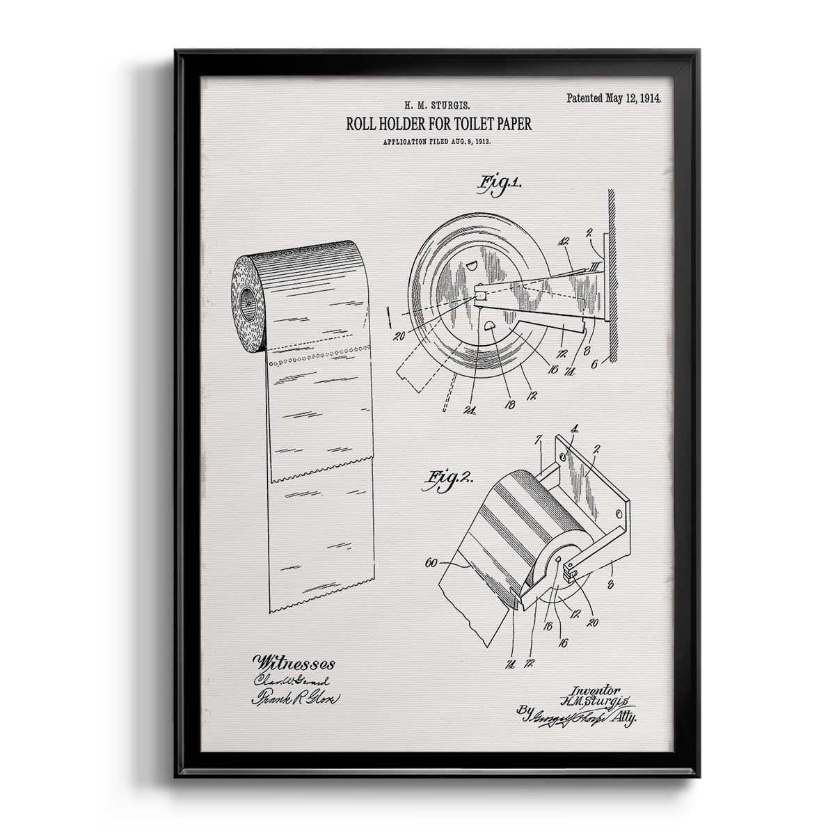 Toilet Paper Patent III Premium Classic Framed Print - Ready to Hang