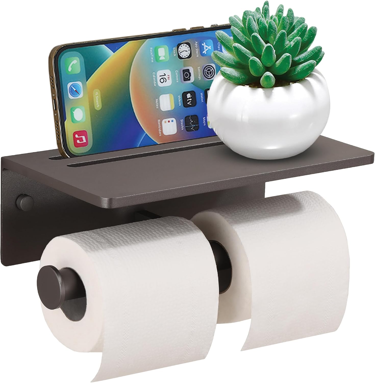 Toilet Paper Roll Holder Double Roll Toiler Tissue Holder with Mobile
