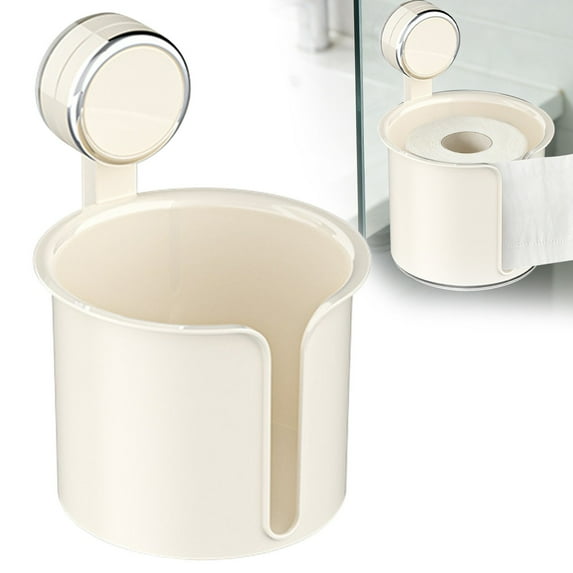 Toilet Paper Roll Holder Suction Cup Storage Rack Kitchen Wipes Storage Organizer No Drilling Transparent Tissue Roll Dispenser Box for Bathroom Hotel Bedroom Kitchen Balcony(C)
