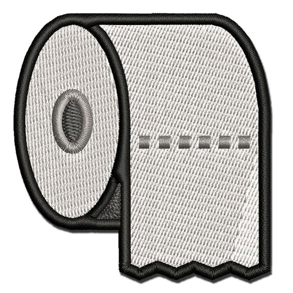 Toilet Paper Roll Icon Applique Multi-Color Embroidered Hook & Loop Patch - 3 Inch Medium