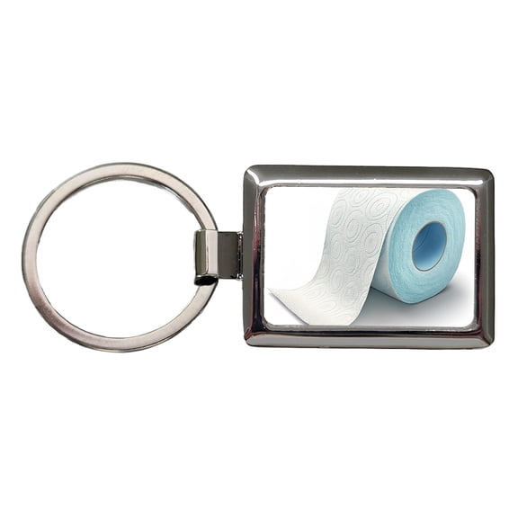 Toilet Paper Roll Metal Rectangle Keychain