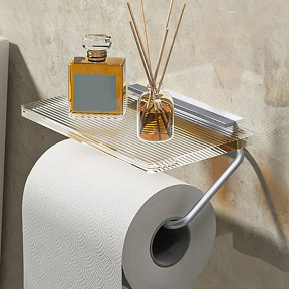 Toilet Paper Shelf With Storage Shelf Wall Mounted Bathroom Tissue Dispenser With Aerospace Aluminum Frame For Home And Hotel Toilet Paper Roll Up to 65% off!
