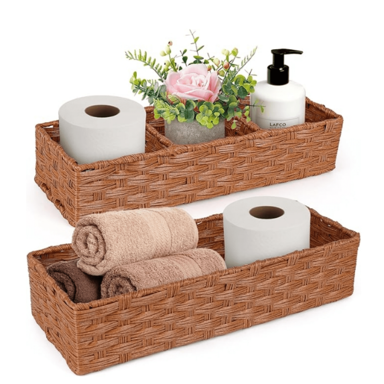 Toilet Paper Storage Basket, 2 Pack Woven Toilet Tank Topper Basket ...