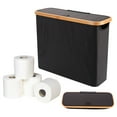 thumbnail image 1 of Dongyi Toilet Paper Storage Basket with Lid Collapsible Toilet Paper Holder Basket Freestanding Slim for Bathroom,Holds up to 12 Regular Rolls, 1 of 14