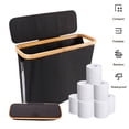 thumbnail image 1 of Qianwei Toilet Paper Holder - Toilet Paper Storage Basket with Lid and Handle, Bathroom Organization Boxesholds up to 12 Rolls , Black, 1 of 12