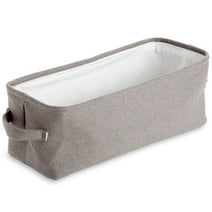 Toilet Paper Storage Basket for Bathroom Organizing, Rectangular Bin for Fabric Storage, Counter (Gray, 16 x 6 x 5.5 In)