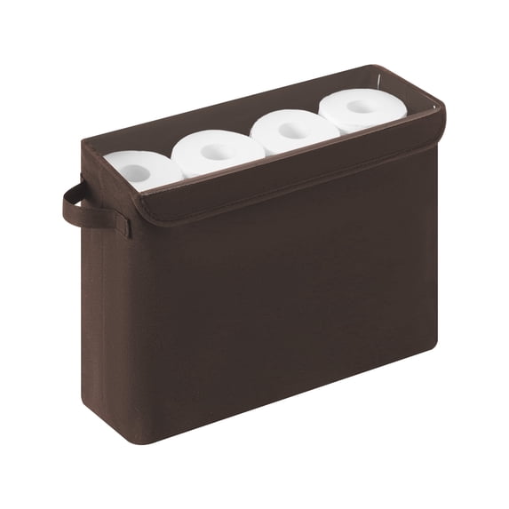Toilet Paper Storage with Lid, Slim Bathroom Basket Holds 12 Regular or 9 Mega Rolls, RV-Friendly Tissue Holder, Brown