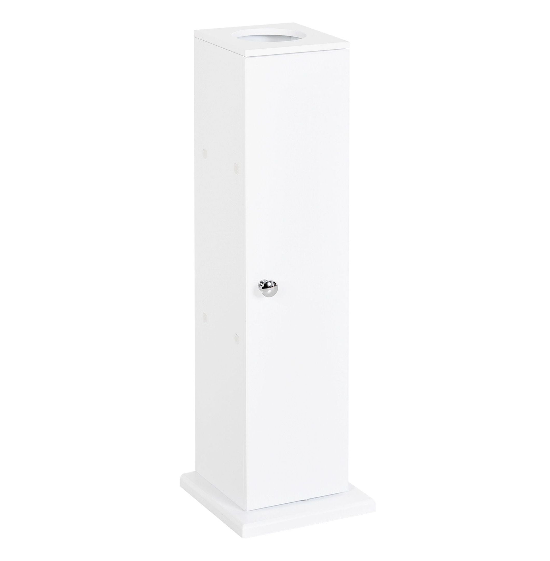 Toilet Paper Storage Cabinet - 26" Narrow Bathroom Organizer - Floor Standing, White