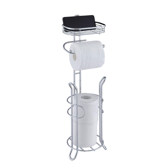 Toilet Paper Storage Container Chrome Free Standing Bathroom Organizer