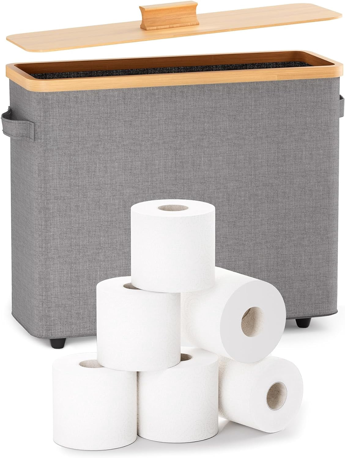 Toilet Paper Storage Stand, Toilet Paper Basket with Lid for 12-Roll ...
