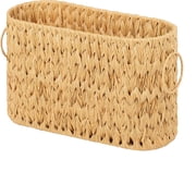 Wicker Toilet Paper Storage Basket - Free Standing Holder For 6 Mega Rolls (Beige)