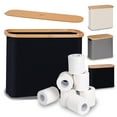 thumbnail image 1 of Toilet Paper Storage, Toilet Paper Basket with Lid, Bathroom Toilet Paper Storage Organizer, Free Standing Holder Up to 9 Mega Rolls, Black, 1 of 7
