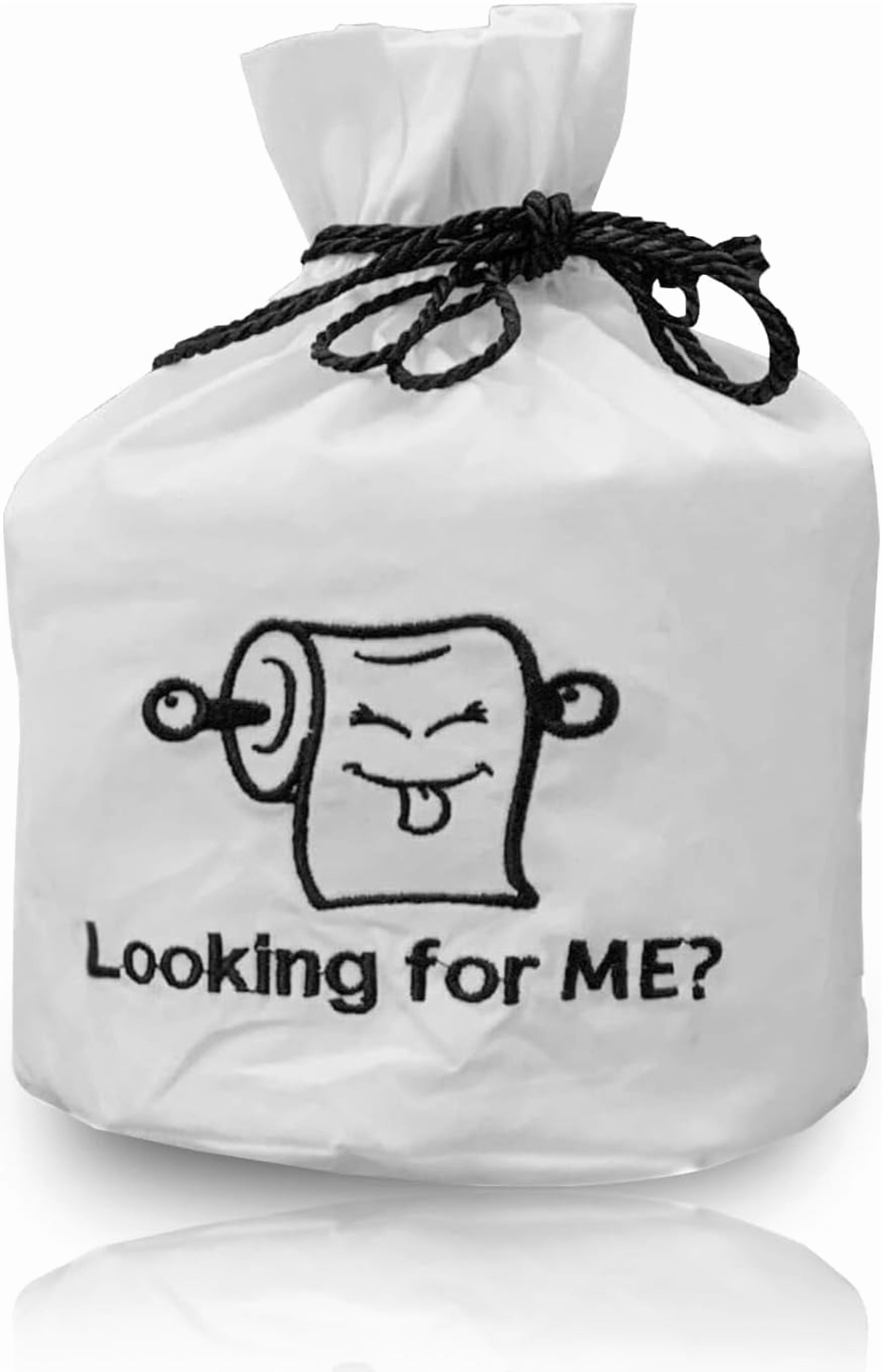 Born Uncommon Toilet Paper Roll Cover - 9" x 5.5" Reusable Cotton Toilet Paper Cover with Drawstring Closure – Decorative Bathrooms Tissue Roll Storage Bag