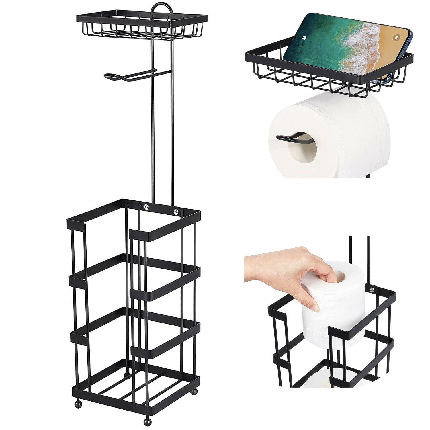 Toilet Paper Tissue Holder Stand Toilet Paper Roll Bathroom Storage ...