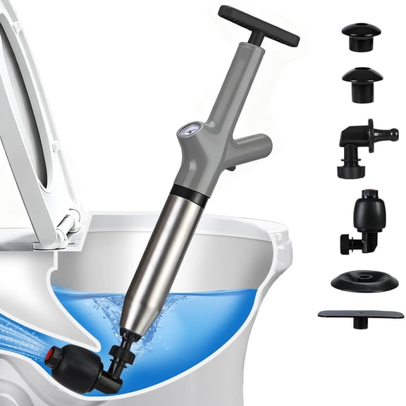 Toilet Pl , High Pressure Drain Unclogger Pl s with Pressure Gauge, toilet auger Air Drain Blaster, Versatile Heavy Duty Clog Remover for Bathroom, Kitchen, Floor Drain