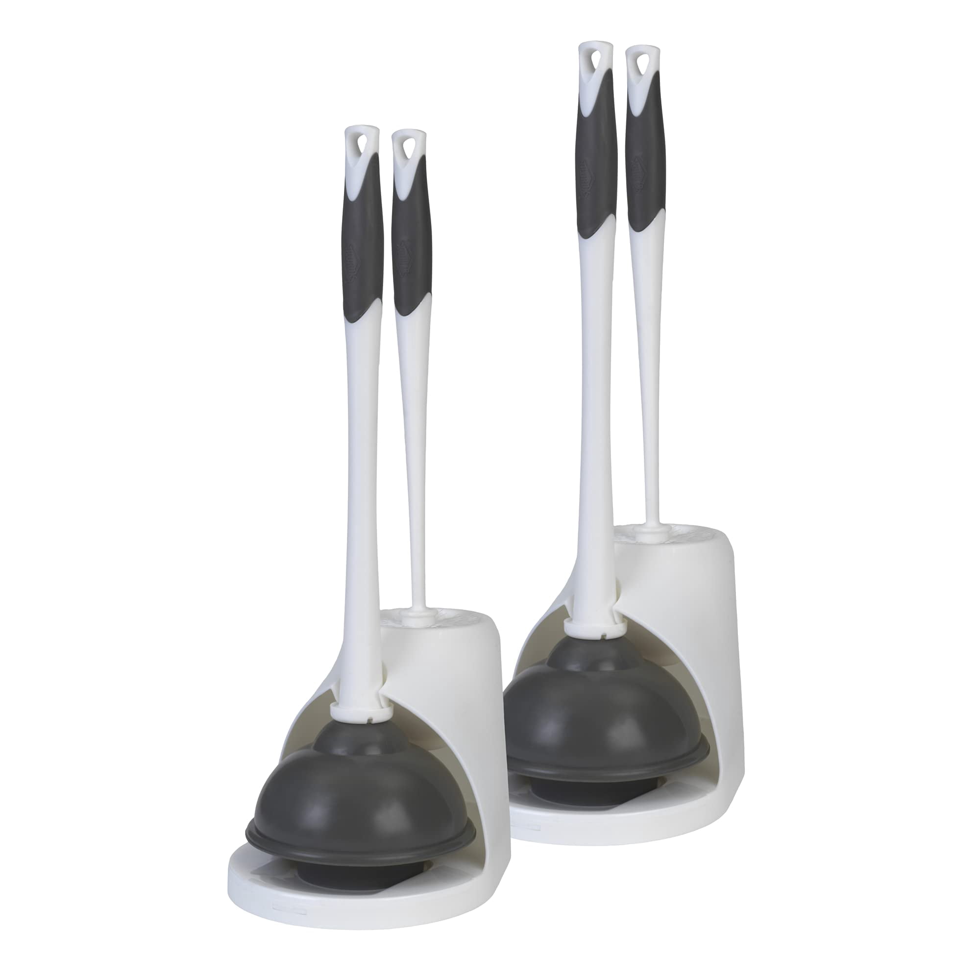 Toilet Plunger And Bowl Brush Combo Set With  6.75" X 7" 19.5" White/gray Pack Of 2 - Heavy Duty Cleaning Freestanding
