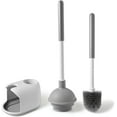 thumbnail image 1 of Toilet Plunger & Brush Set, Upgrade 3-Step Suction Cup - Ultra-Tight Seal, Durable, Space-Saving Toilet Deep Cleaning Combo with Holder, Bathroom Essentials (1 Pack, White & Grey), 1 of 4