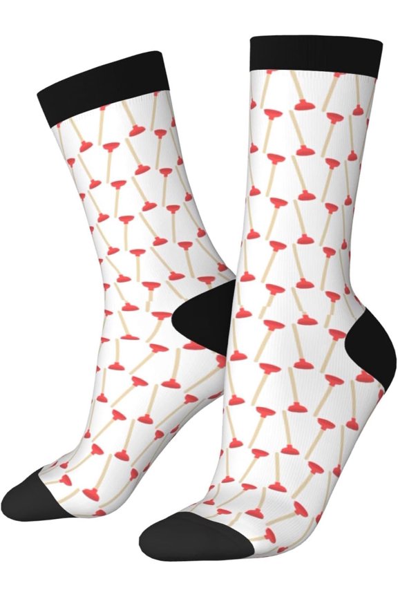 Toilet Plunger Crew Socks For Men/Women Gifts,Unisex Novelty Casual Dress Socks
