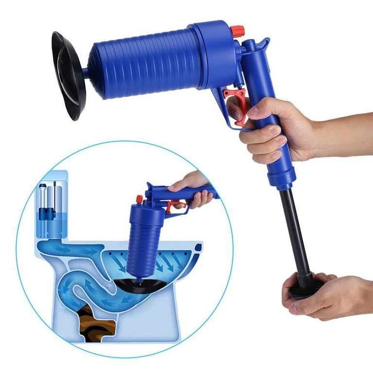 Toilet Plunger, Drain Clog Remover with 4 Sized Suckers, High Pressure Air  Drain Blaster Gun, Tub Drain Cleaner Opener, Sink Plunger for Bathroom
