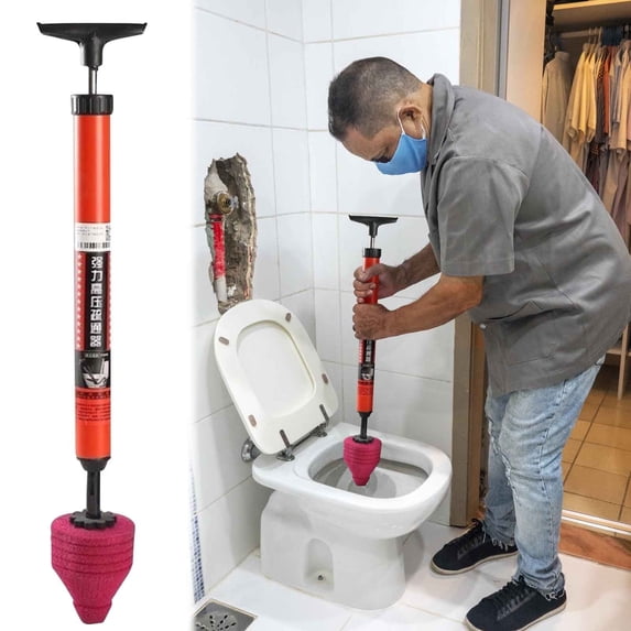 Toilet Plunger, High Pressure Toilet Unblock One Shot, Air Pump Plunger for Toilet Stainless Steel Drain Clog Remover, Heavy Duty Toilet Auger Sink Plungers Blaster for Bathroom