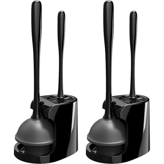 Toilet Plunger and Bowl Brush Combo for Bathroom Cleaning, Black, 2 Sets 8.2"L x 6.3"W x 18.1"H