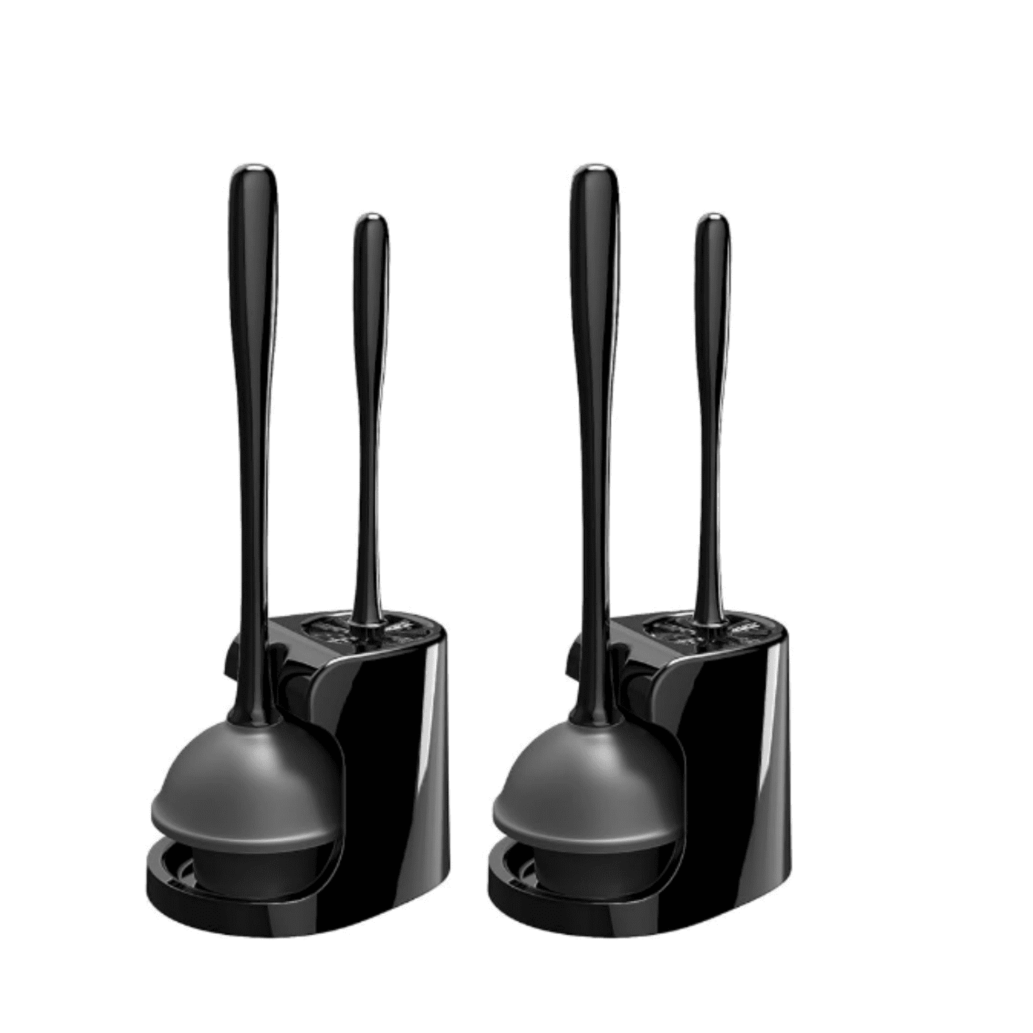 Toilet Plunger and Bowl Brush Combo for Bathroom Cleaning, Black, 2 Sets
