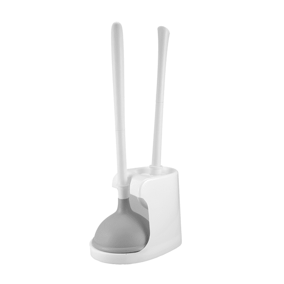 Toilet Plunger and Brush 2-In-1 Bowl Set with Holder for Bathroom Cleaning Tools Combo Stand A