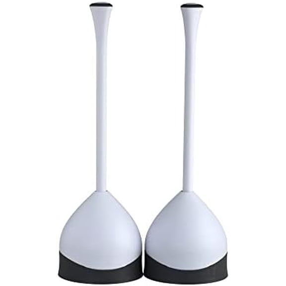 Toilet Plunger with Hideaway Caddy, Set of 2 – for Bathroom Organization and Storage, Bathroom Accessories, Toilet Unclogger, with Holder, White